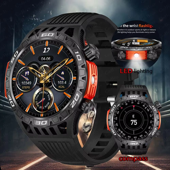Смарт годинник HT22 Black, тактичні чоловічі. З компасом та ліхтариком, водонепроникний IP67