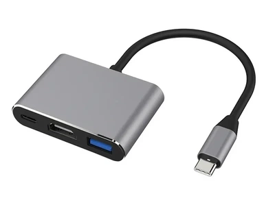 Переходник хаб Type-C 3 in 1 to HDMI, USB, Type-C Charging