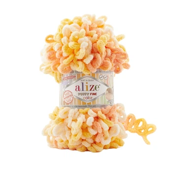 Пряжа для вязания Alize Puffy FINE Color 6467 фантазийная нить плюшевая