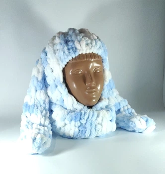 Балаклава колір 5964 плюшева з вушками зайчика puffy