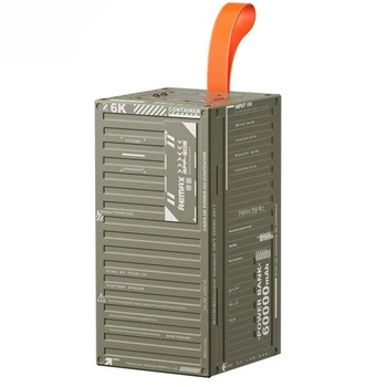 Павербанк Remax 60000 mAh 22.5W Павербанк Remax RPP-609 Container Series зі швидкою зарядкою PD/QC, Портативний зовнішній акумулятор, універсальні порти 4USB/2Type-C, LED-дисплей, вбудований ліхтарик Зелений