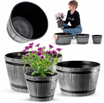 Zestaw donic ogrodowych Kadax Szary 23+30+40 cm 3 szt (5903699474099)