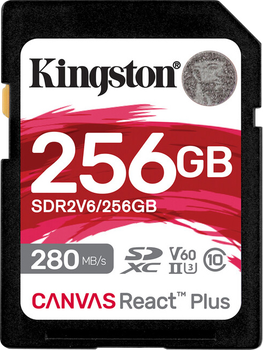Karta pamieci Kingston SDXC 256GB Canvas React Plus Class 10 UHS-II U3 V60 (SDR2V6/256GB) (955555912975925) - Outlet