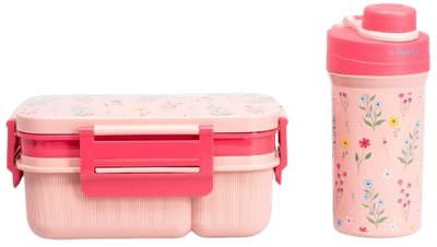 Zestaw Lunch box Homla Lusy różowy 1.8 l + kubek 0.5 l (5906496748882)