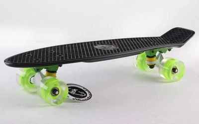 Скейт пенни борд Penny Fish Skateboards 405-7 со светящимися колесами Black-Green