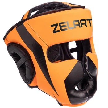 Шлем боксерский с полной защитой Zelart Fight Gear Heroe 7041 размер M Orange-Black