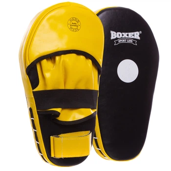 Лапа прямая удлиненная кожаная (2шт) Boxer 2007-01 размер 40х21х4,5см Black-Yellow