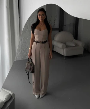 Женский костюм (топ + штаны) Fashion 9SA_087Beige M Бежевый (2000000948362)