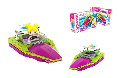 Конструктор Kids hits IBLOCK JUNIOR KH08/012/04, Девочки, Моторная лодка, 142 детали, фигурки, инструменты