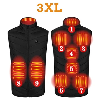 Жилет с подогревом размер 3XL на 9 зон с питанием от PowerBank Черный (HV09-3XL)
