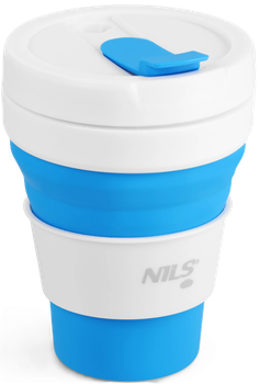 Kubek silikonowy składany Nils Camp NC4103 z pokrywką 475 ml Niebieski (5908261682995)