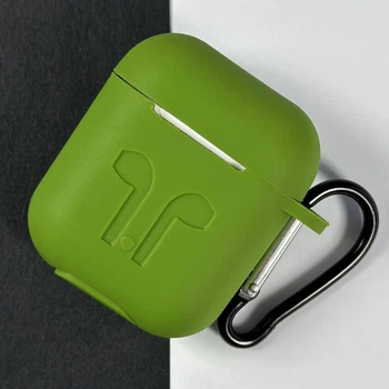 Силиконовый чехол с карабином для наушников AirPods 2 Android Green