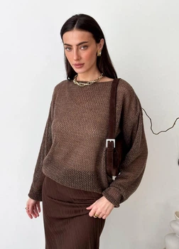 Жіночий джемпер ART KNIT Soft коричневий, S-M 039552