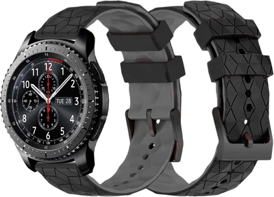 Силіконовий ремінець Lunor для Samsung Gear S3 Frontier Black Grey (41789-53)