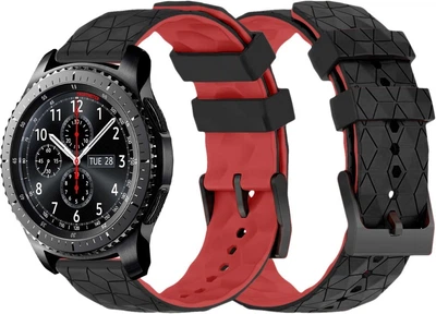 Силіконовий ремінець Lunor для Samsung Gear S3 Frontier Black Red (41789-44)