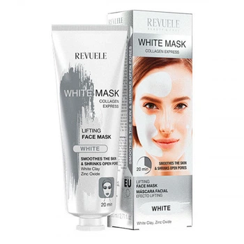Маска для лица Revuele White Mask Collagen Express с коллагеном и белой глиной 80 мл Белая для лифтинга и глубокого увлажнения кожи