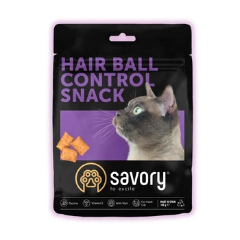 Хрусткі ласощі для котів Savory подушечки для виведення шерсті для дорослих котів 180 г