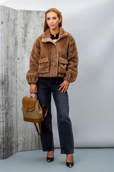 Шуба женская Where Uwear Y25-11 коричневая 346533_L