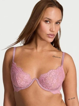 Бюстгальтер с косточками кружевной Victoria's Secret 27056752 XS Розовый (7312439123228)