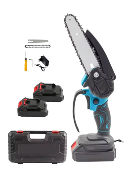 Акумуляторна ланцюгова міні пила 8 дюймів 48V 2 акумулятори Chain Saw електропила гілкоріз для обрізання дерев і розпилу дров в кейсі