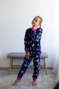 Теплая пижама для девочки Stylebaby (2440-24син) Рост 128 см Синий