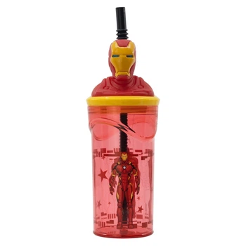Склянка для дітей з трубочкою 360 мл Месники Залізна людина Stor Avengers Iron Man 23x7, 5x7, 5 см пластиковий червоний