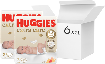 Підгузки Huggies Extra Care розмір 2 3-6 кг 6 x 24 шт (5029053550275/6)