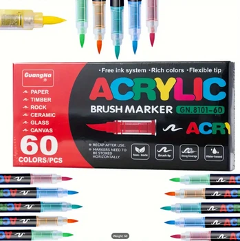 Акриловые маркеры GuangNa Brush GN-8101 с мягкой кисточкой 60 шт.