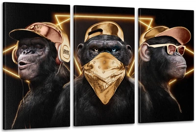 Модульная картина Три обезьяны "Gangster Golden Monkey" Art-482_3 (100х53см)