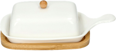 Maselniczka Homla Fincan porcelanowa z bambusową podstawką 22 cm (5902869958339)