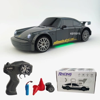 Машинка для дрифта Порш на радиоуправлении Porsche 911 Свет Неоновая подсветка Размер 21 см Grey
