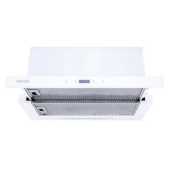 Белая сенсорная мощная телескопическая кухонная вытяжка WEILOR PTS 6265 WH 1300 LED Strip, шириной 60 см