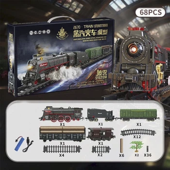 Залізниця дитяча дим LED підсвічування звуком Steam Train 68 деталей 151 х 92,5 см (27890)