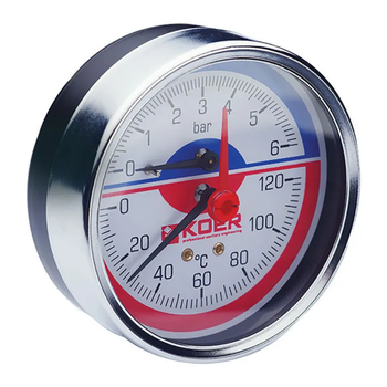 Термо-манометр аксіальний (KOER KM.812A) (0-6 bar), D = 80мм, 1/2'' (KR0220)