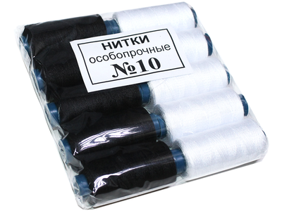 Нитки FROM FACTORY HND №10 5шт черные и 5шт белые
