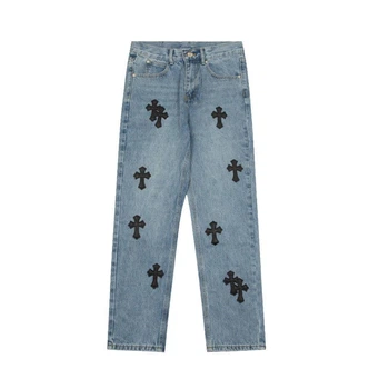 Джинси Chrome Hearts синього кольору loose fit, L