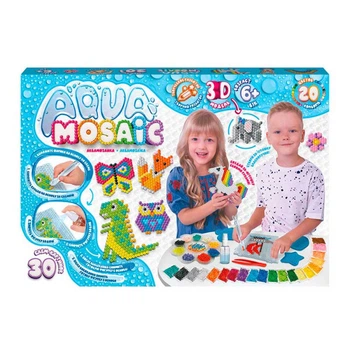 Аквамозаика Aqua Mosaic DankoToys большой набор AM-01-01 — 30 схем, 20 цветов бисера, от 6 лет