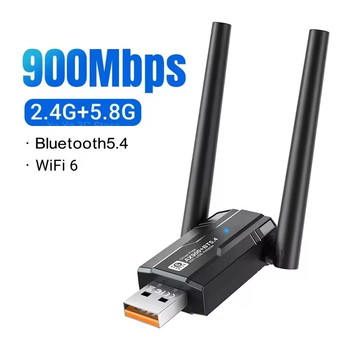 Бездротовий USB адаптер 900 Mbps WiFi 6 Bluetooth 5.4 з двома антенами