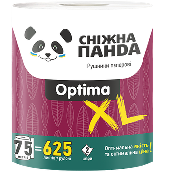 Двухслойные бумажные полотенца "Снежная Панда" Optima XL Roll 1 рул.