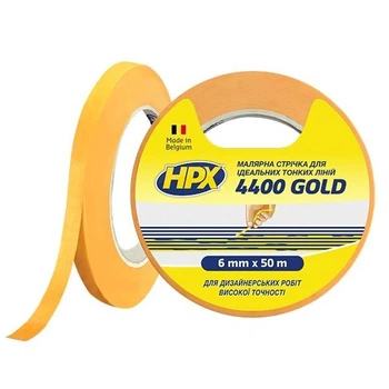 Малярна стрічка HPX 4400 GOLD для ідеальних контурів 6 мм х 50 м