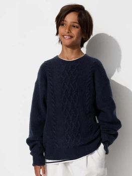 Детский вязаный свитер для мальчика Uniqlo 796301455 134 см Синий (1159829155)