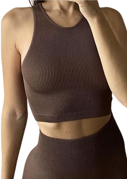 Топ в рубчик женский из микрофибры с открытыми плечами Giulia Halter Top RIB Deep Taupe S/M Коричневый