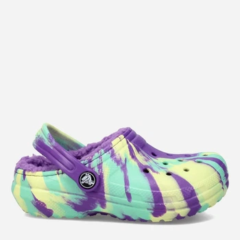 Детские кроксы для девочки Crocs Classic Lined Marbled Clog K 207238-573-C11 29 Фиолетовый/Желтый (191448777460)