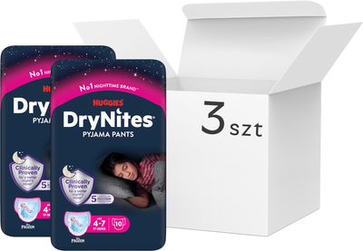 Pieluchomajtki Huggies DryNites dla dziewczynek rozmiar M 4-7 lat 17-30 kg 3 x 10 szt (5029054546963)