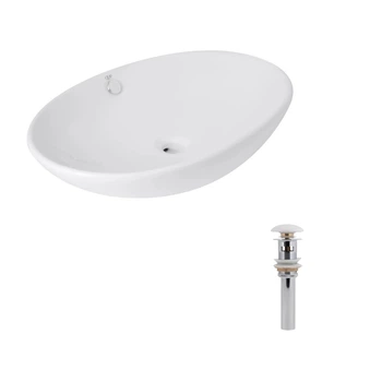 Комплект Qtap Dove: Раковина накладна 635x420x150 мм, White, овальна + Донний клапан Pop-up PU02O