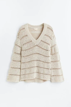 Жіночий джемпер H&M 203665-3 2XL(180/128) бежевий (2036650007)