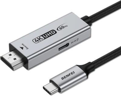 Кабель BENFEI HDMI to USB Type-C, 4K@60Hz, 2K@120Hz, 1.8м серый