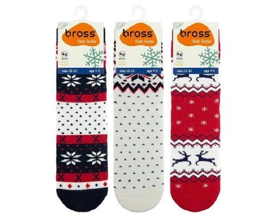 Набір 3 пари махрових новорічних шкарпеток Bross ÇOR-009901 31-33 різнокольоровий