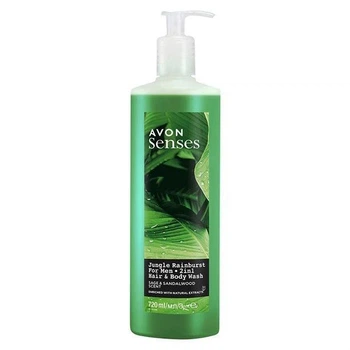 Шампунь-гель для душа для мужчин Avon Senses «Тропические Джунгли», 720 мл большой объем с дозатором