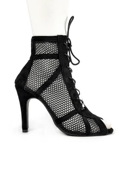 Туфли для танцев High Heels, хилсы текстильная сетка каблук 10 см, черные, размер 38
